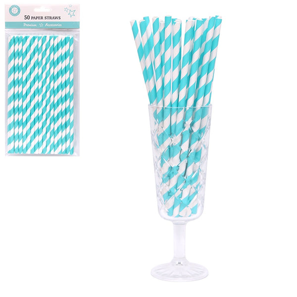 *50PK TEAL PAPER STRAWS